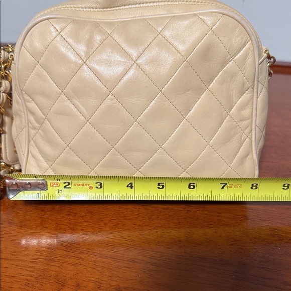Chanel Beige Quilted Crossbody Bag with Gold Chain - Picture 13 of 15